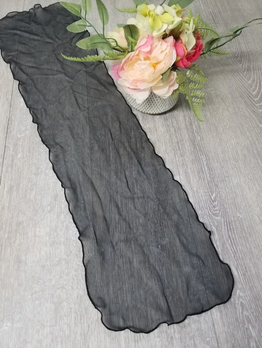 Sheer Black Vintage Scarf